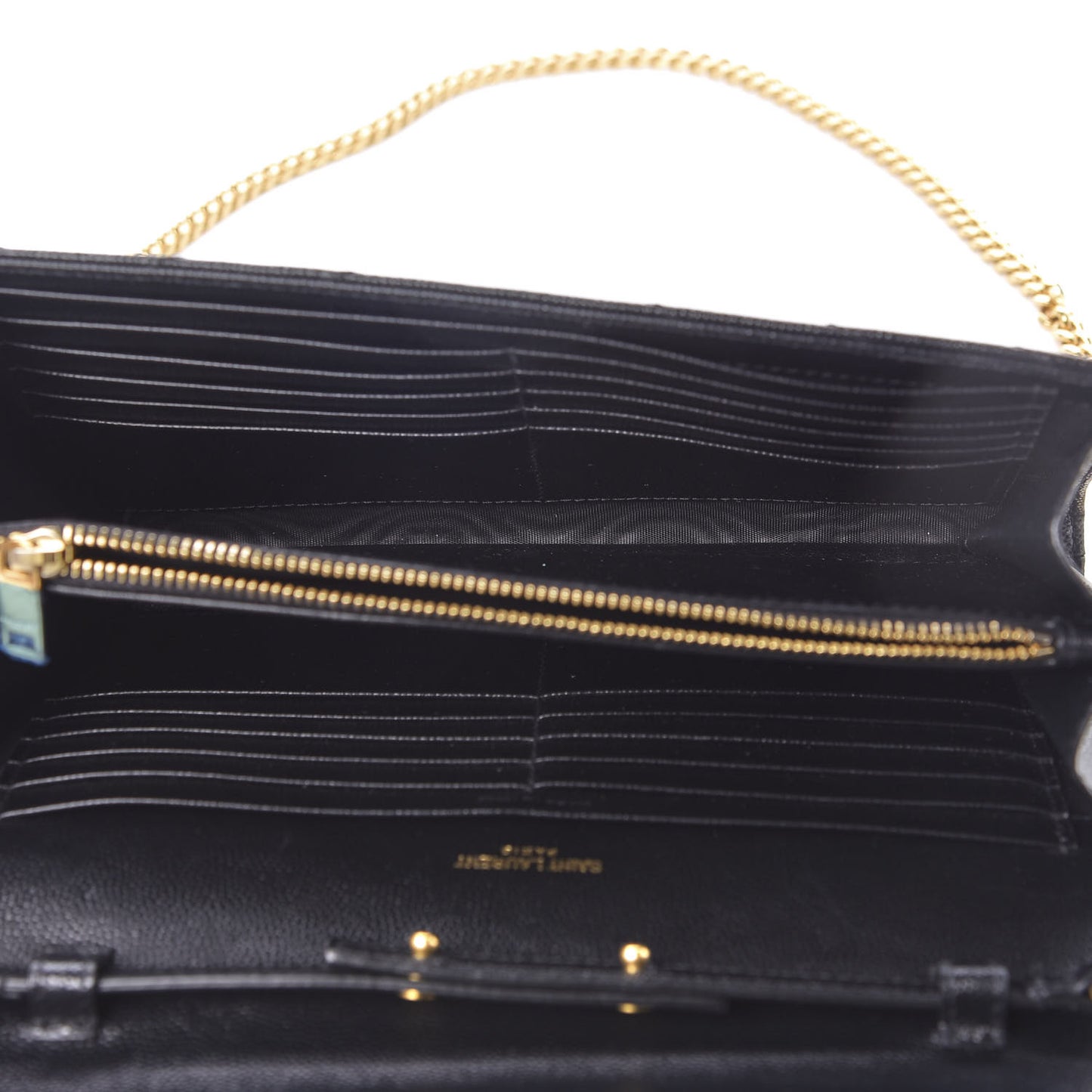 Grain De Poudre Matelasse Chevron Monogram Chain Wallet Black