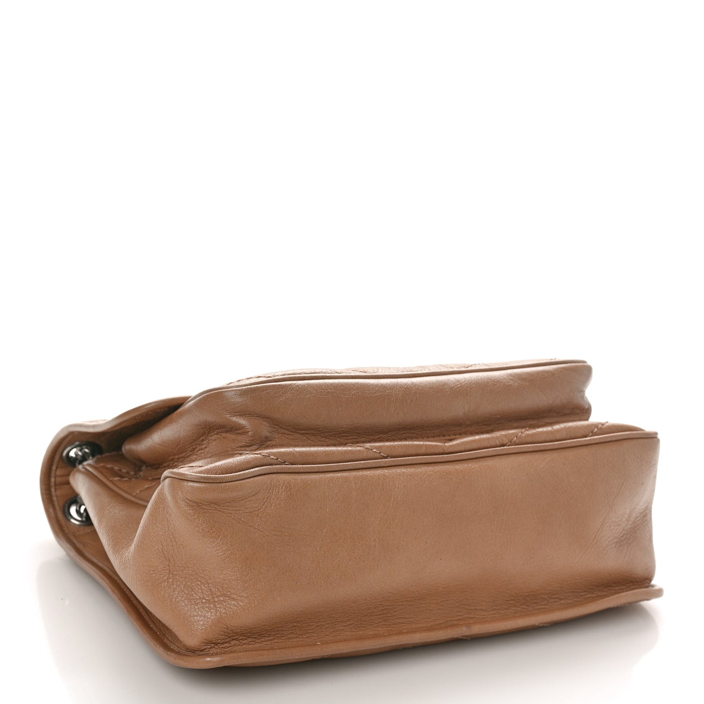 Crinkled Calfskin Matelasse Monogram Medium Niki Chain Satchel Dark Toffee
