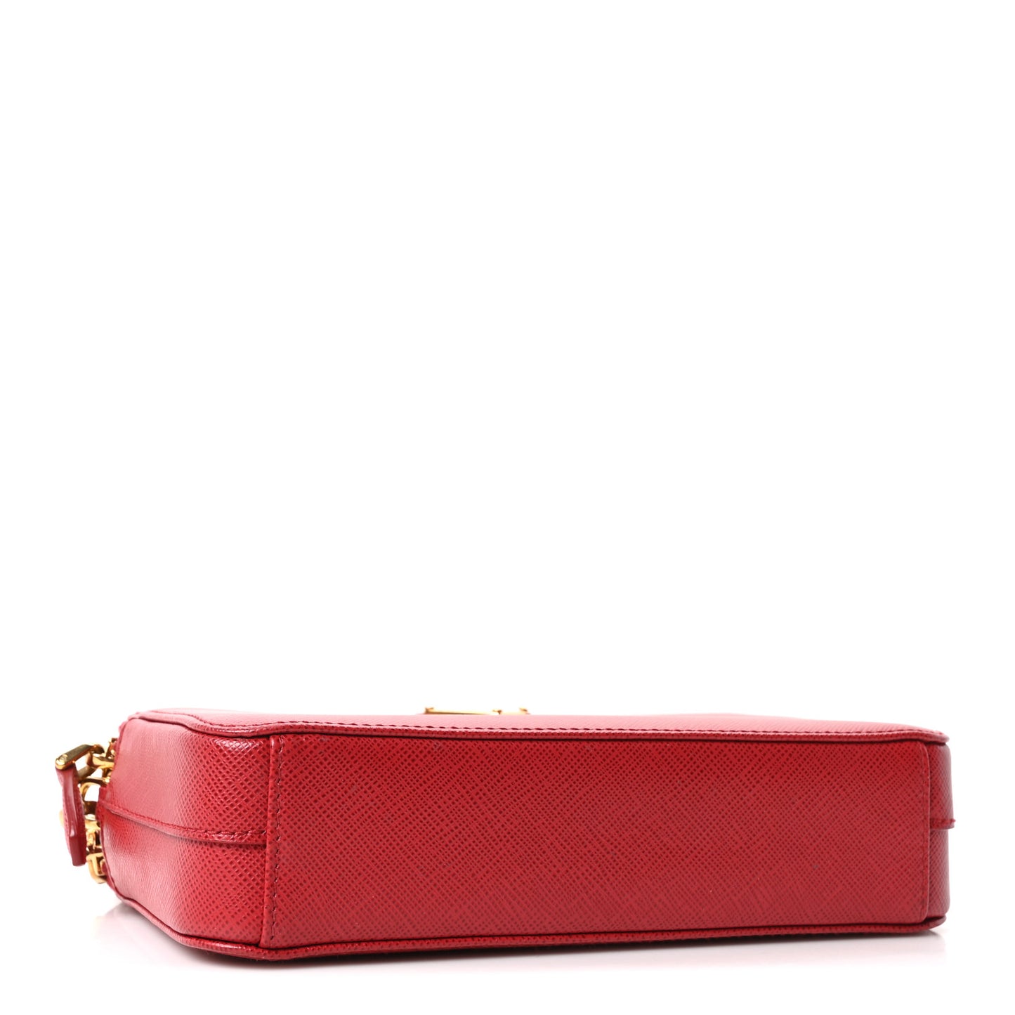 Saffiano Lux Mini Double Zip Chain Crossbody Bag Fuoco
