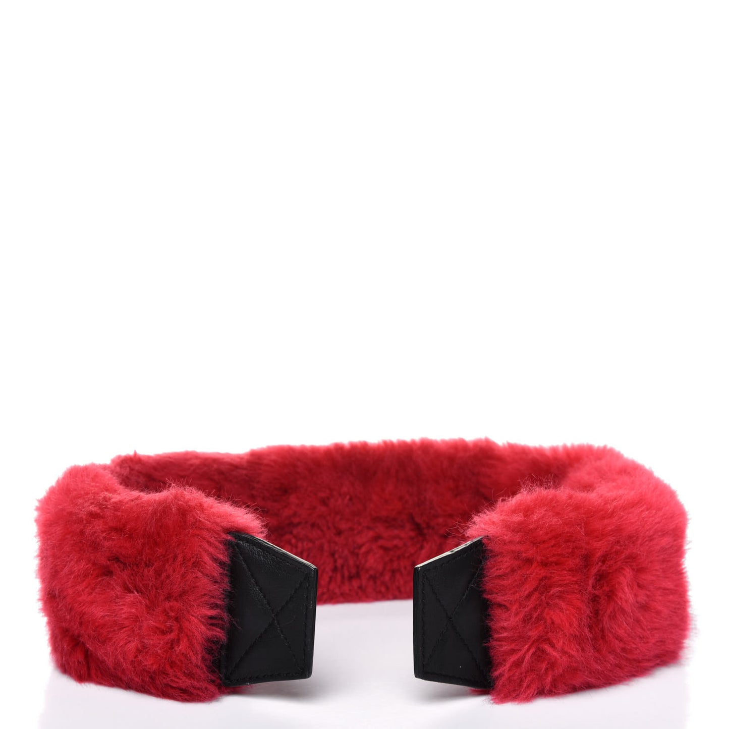 Faux Fur Logo Bag Strap Red