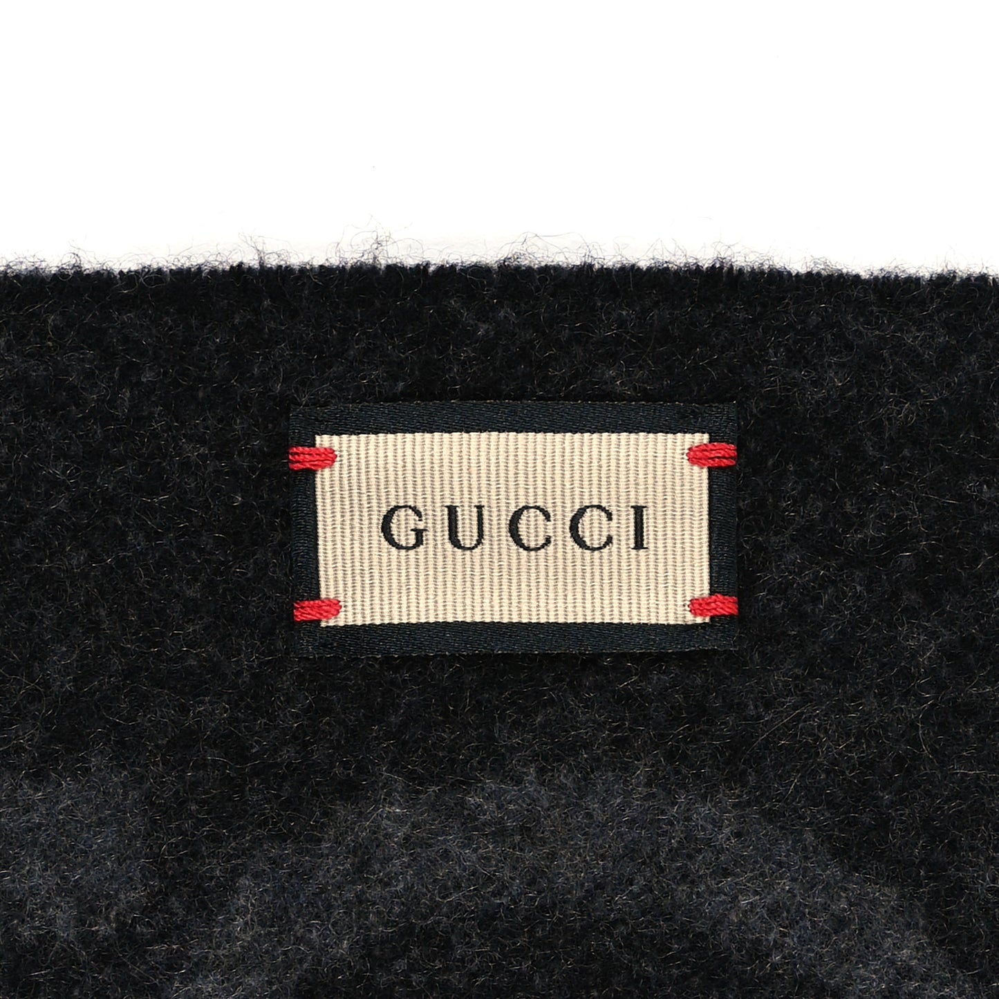 Cashmere Monogram Jumbo GG Canvy Fringe Scarf Flanner Black