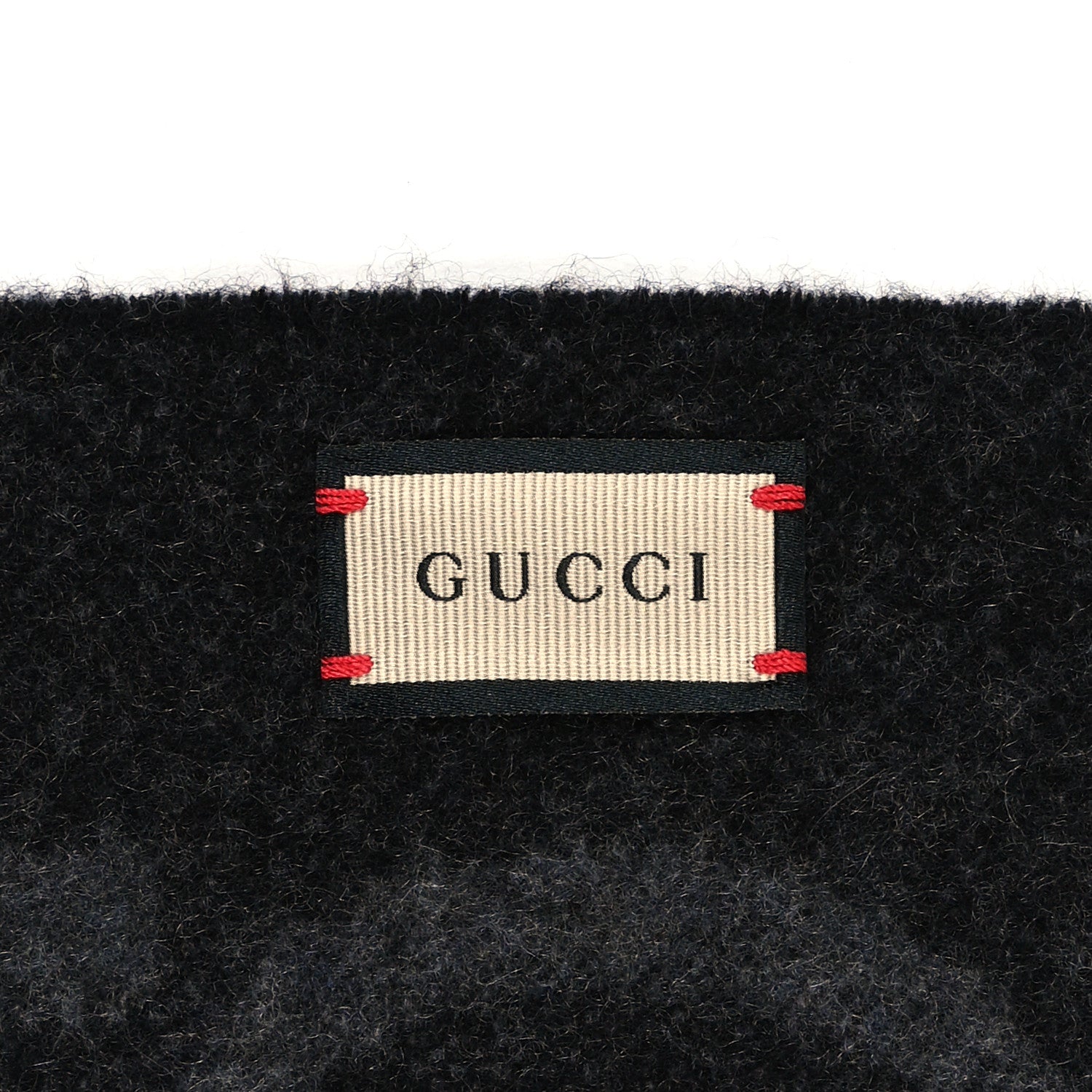 Gucci Cashmere Monogram Jumbo GG Canvy Fringe Scarf Flanner Black 3 of 4