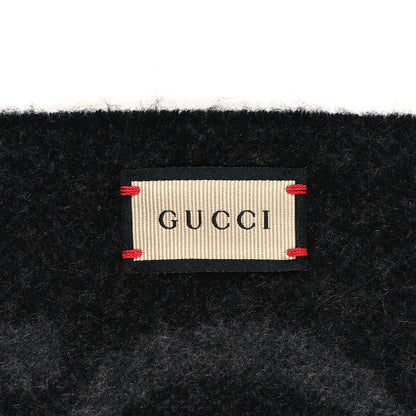 Gucci Cashmere Monogram Jumbo GG Canvy Fringe Scarf Flanner Black 3 of 4