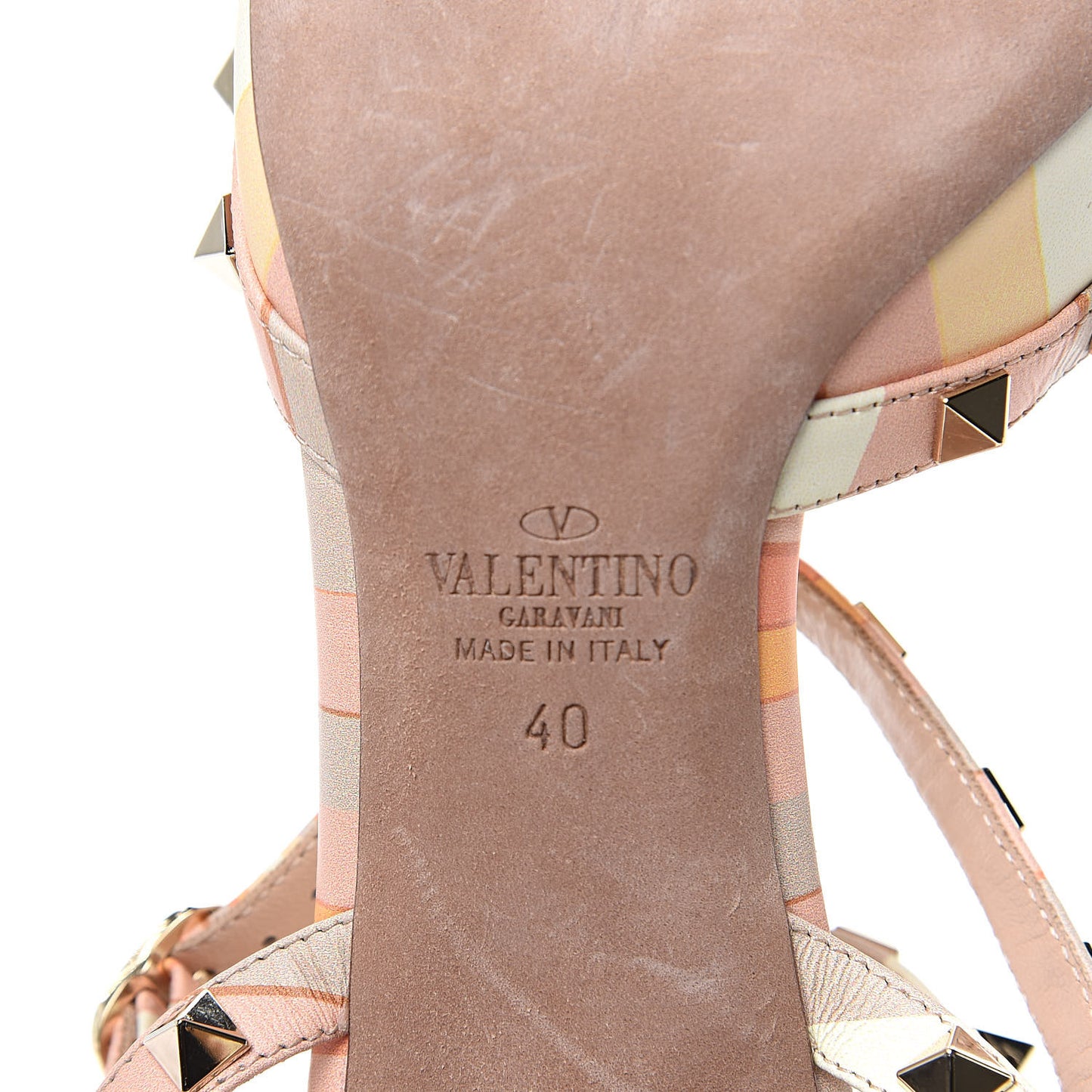 Nappa Native Couture 1975 Rockstud Ankle Strap 65mm Pumps 40 Mandarin Sorbet