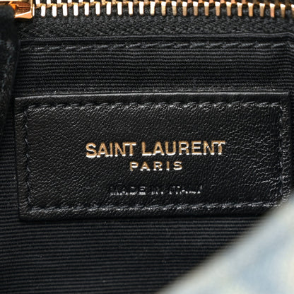 Saint Laurent Denim Quilted Toy Loulou Puffer Monogram Chain Satchel Blue Cinnamon 6 of 11