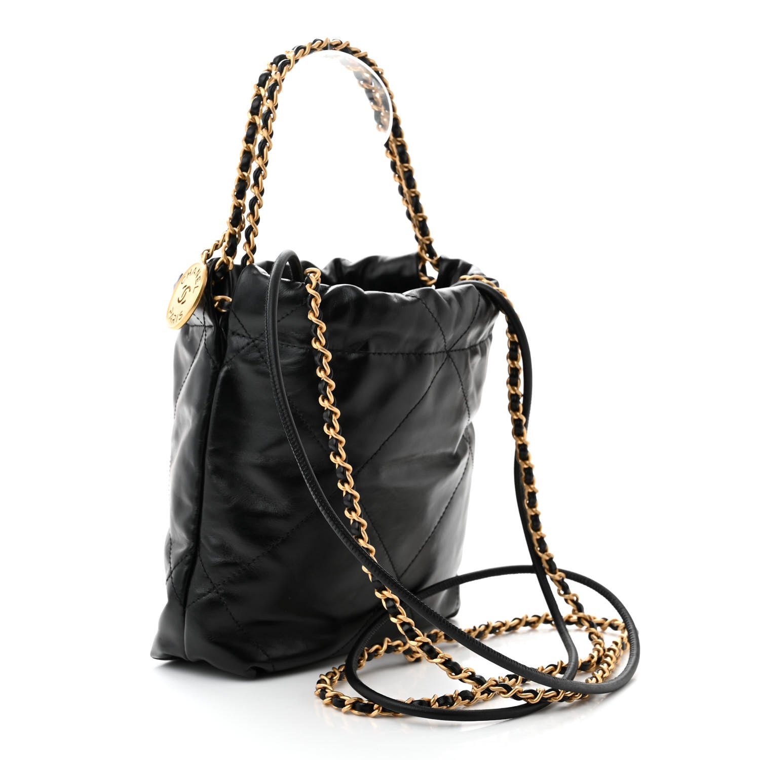Chanel Shiny Calfskin Quilted Mini Chanel 22 Black 3 of 10