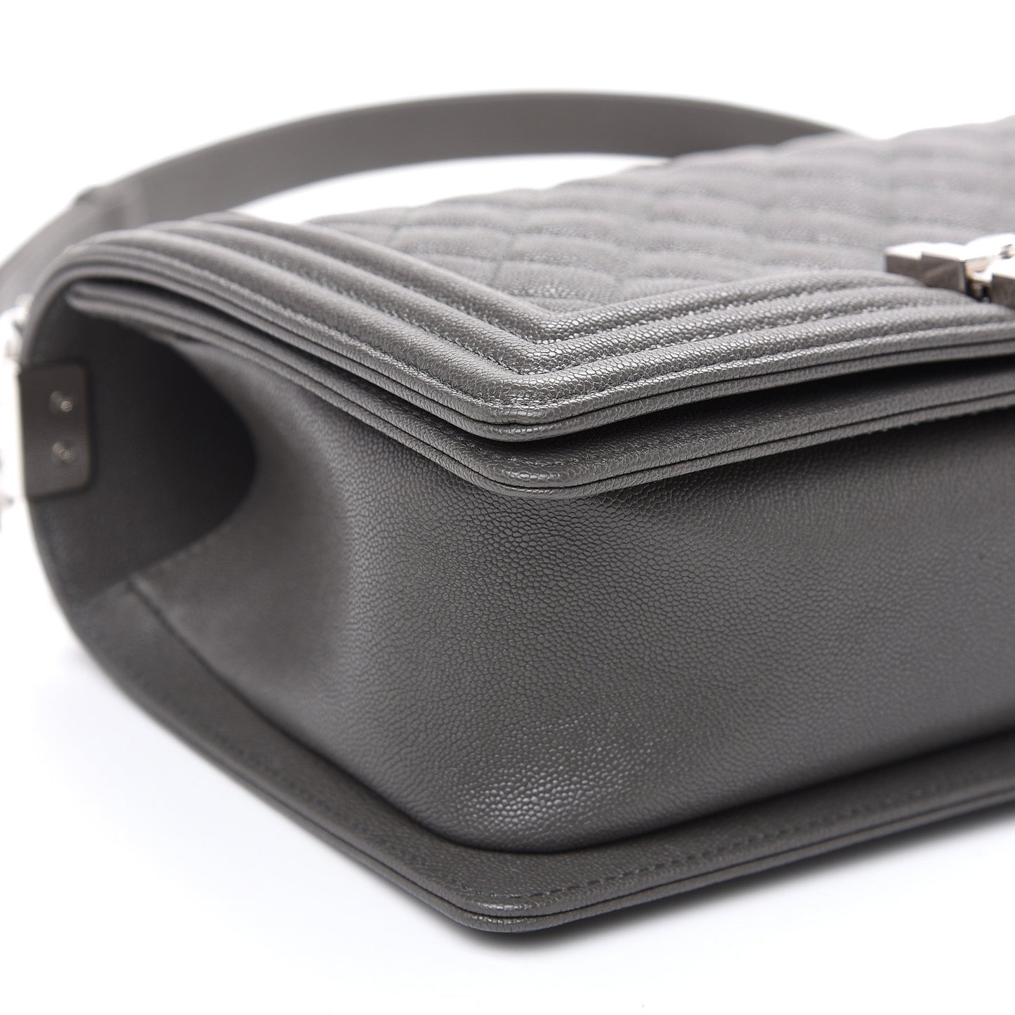 Caviar Quilted Medium Boy Flap Grey