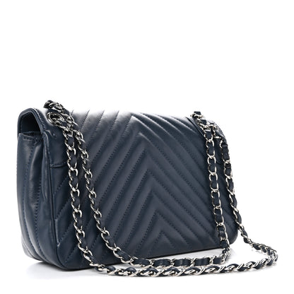 Chanel Lambskin Chevron Medium Single Flap Navy 3 of 12