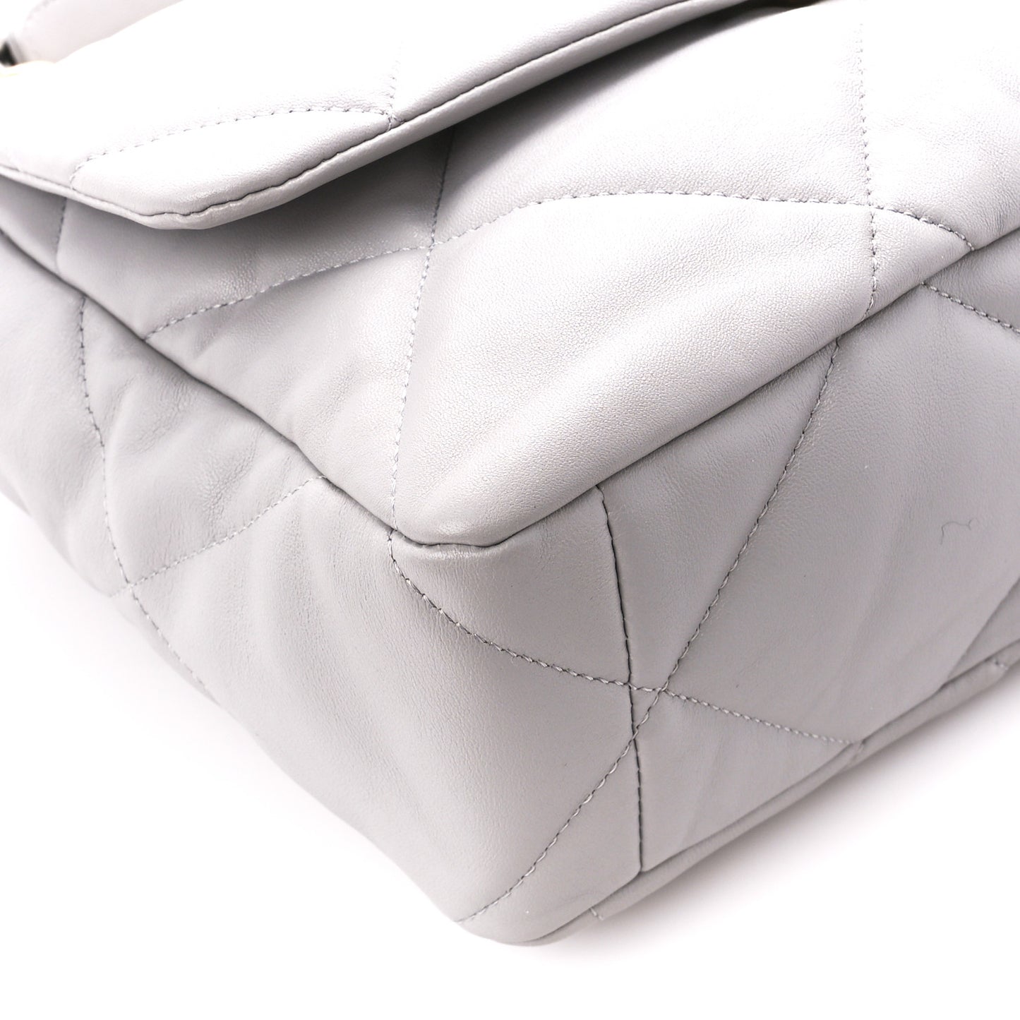 Goatskin Quilted Large Chanel 19 Flap Grey