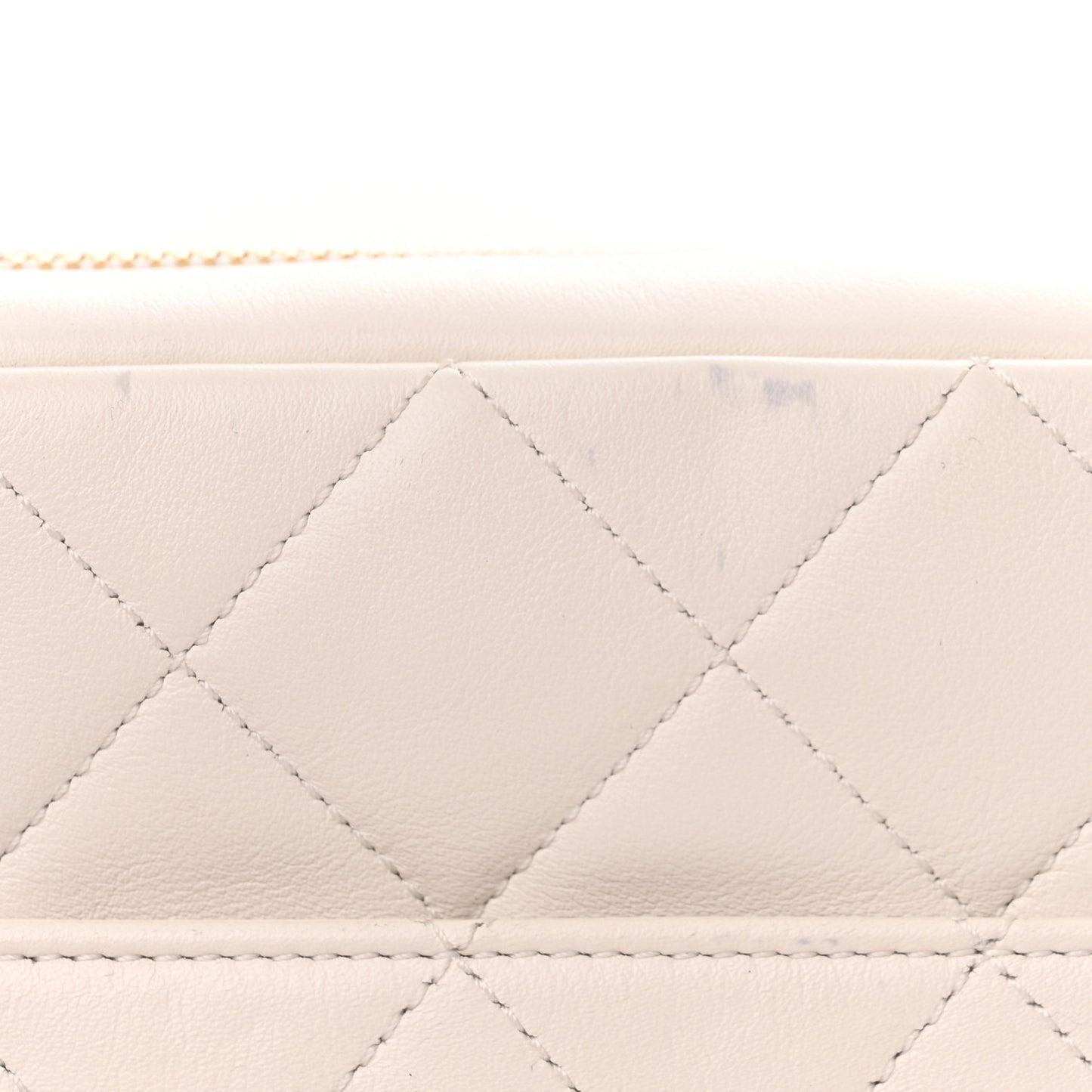 Calfskin Quilted Enchained Camera Case Bag White