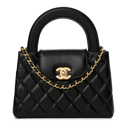 Chanel Shiny Aged Calfskin Quilted Nano Kelly Shopper Black 1 of 10