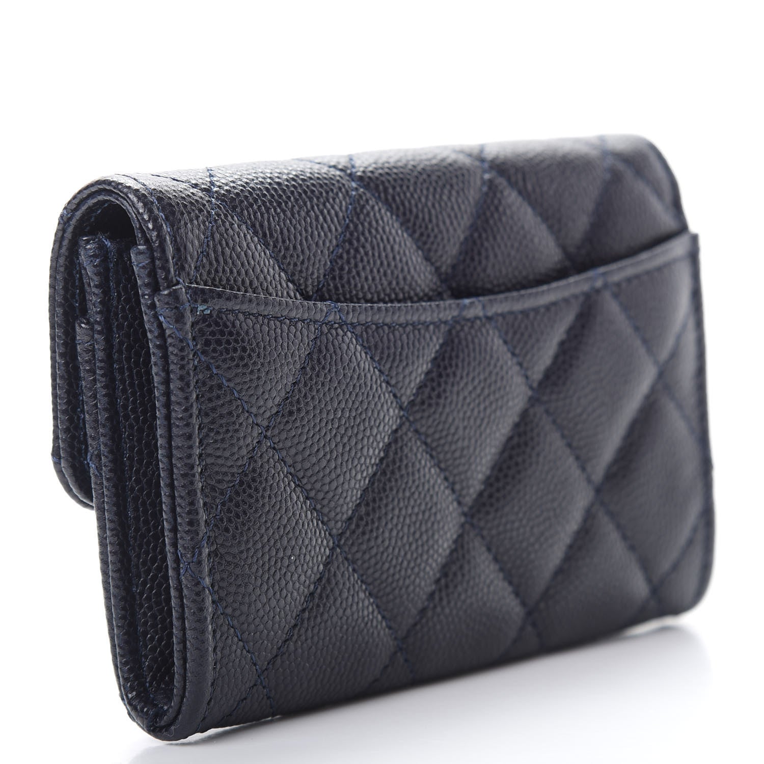 Chanel Caviar Quilted Flap Card Holder Dark Blue 3 of 9