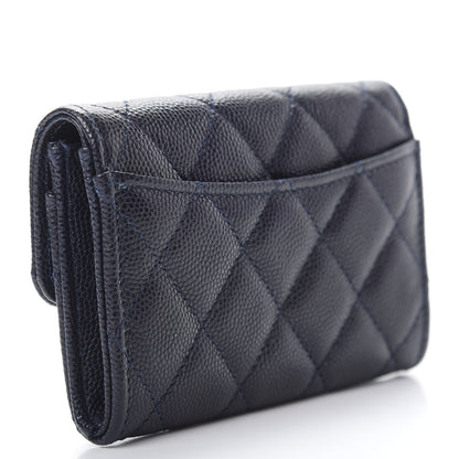 Chanel Caviar Quilted Flap Card Holder Dark Blue 3 of 9
