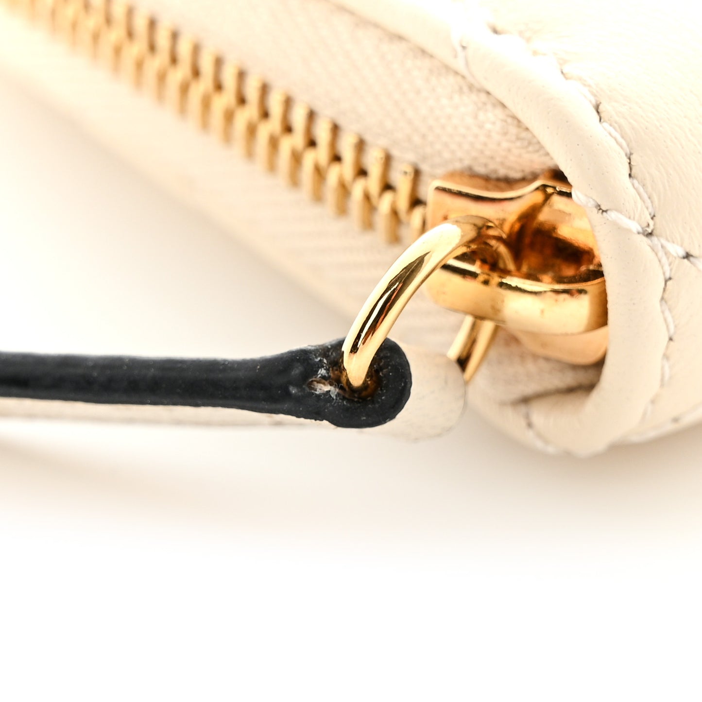 Nappa Quilted Medusa Zip Around Wallet Off White
