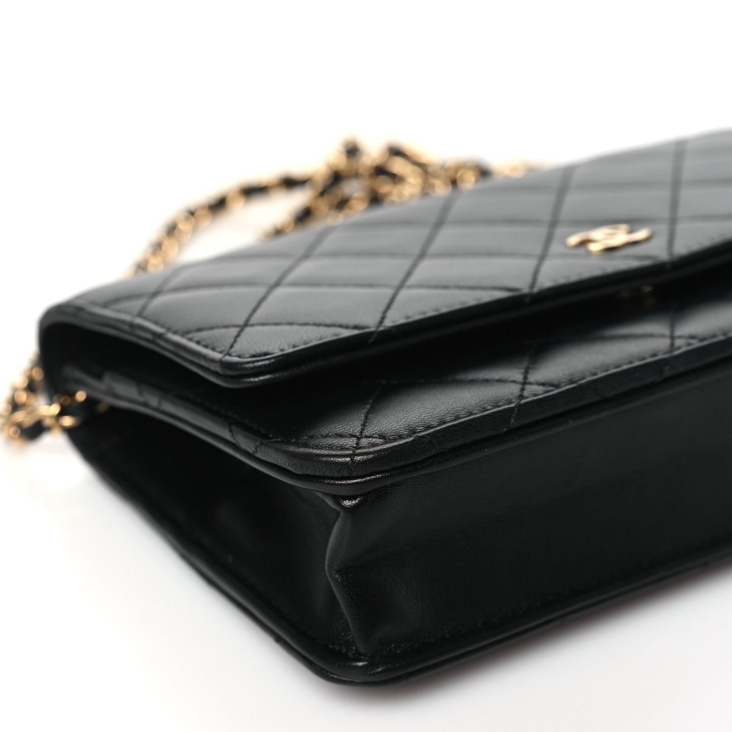 Lambskin Quilted Wallet On Chain WOC Black