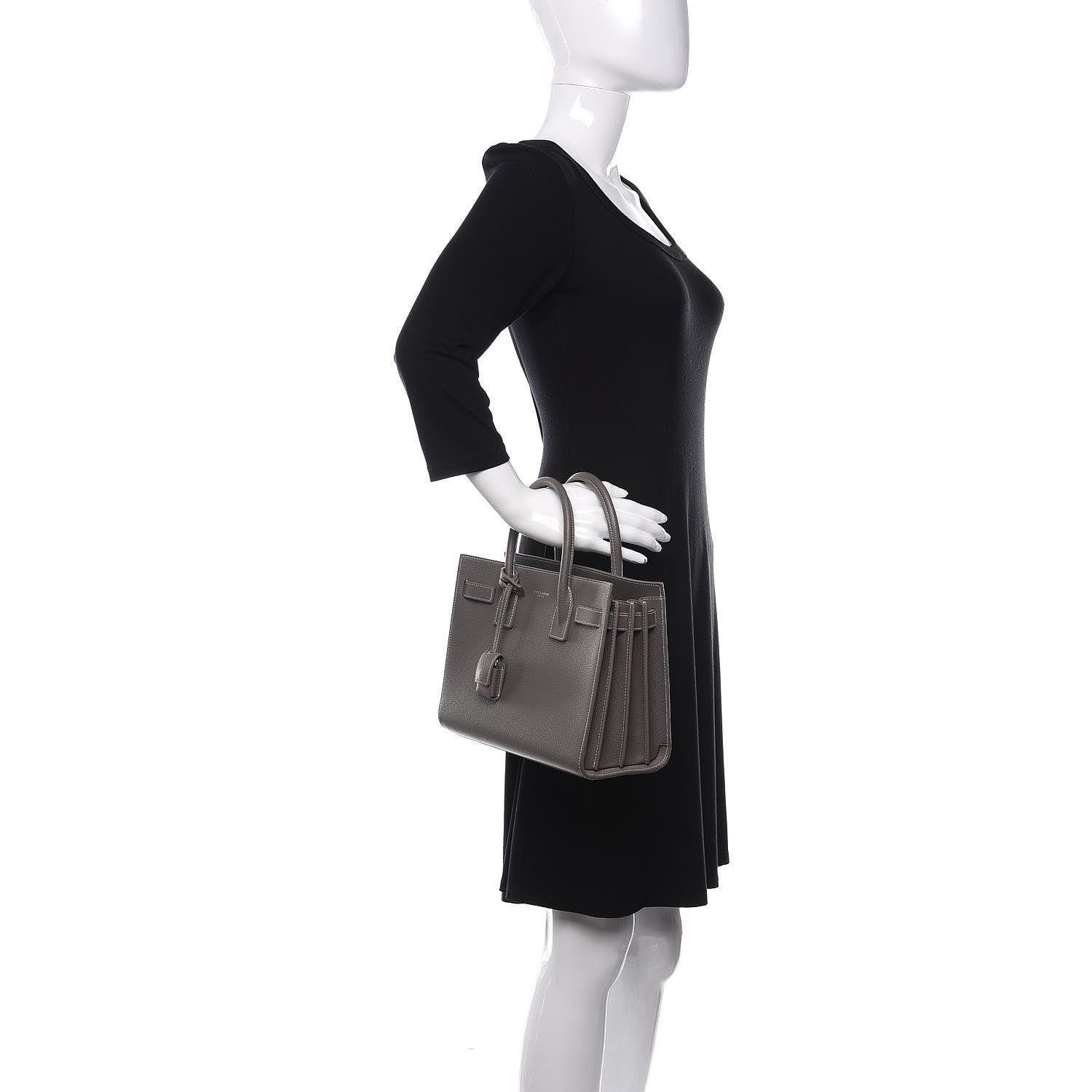 Saint Laurent Grained Calfskin Topstich Baby Sac De Jour Fog 3 of 13