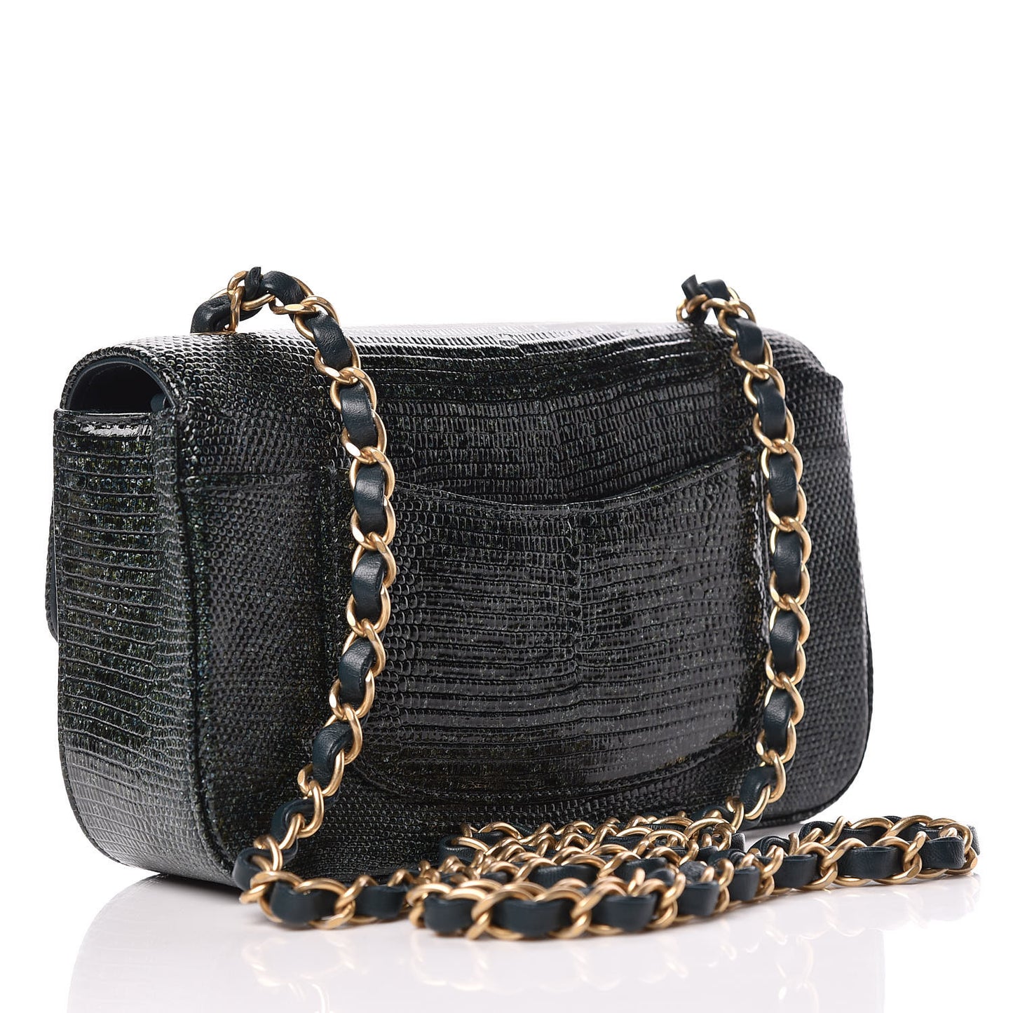 Lizard Mini Rectangular Flap Dark Green