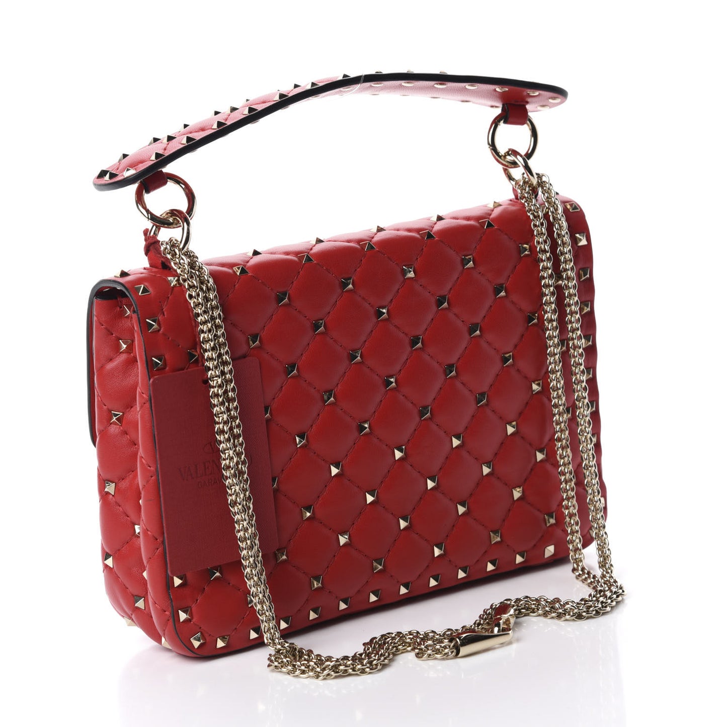 Nappa Medium Rockstud Spike Shoulder Bag Rosso Valentino