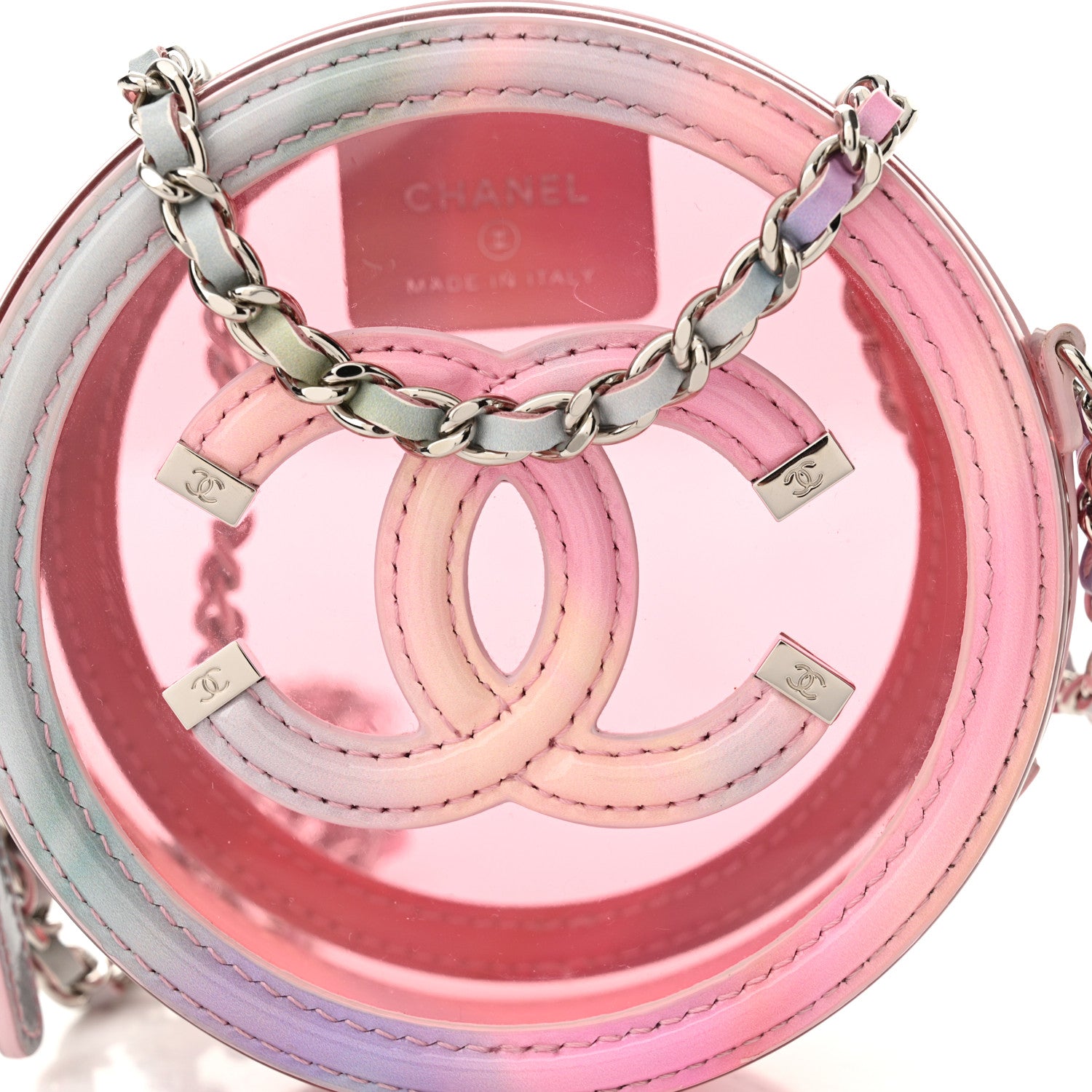 Chanel PVC Lambskin Filigree Round Clutch With Chain Pink 8 of 12