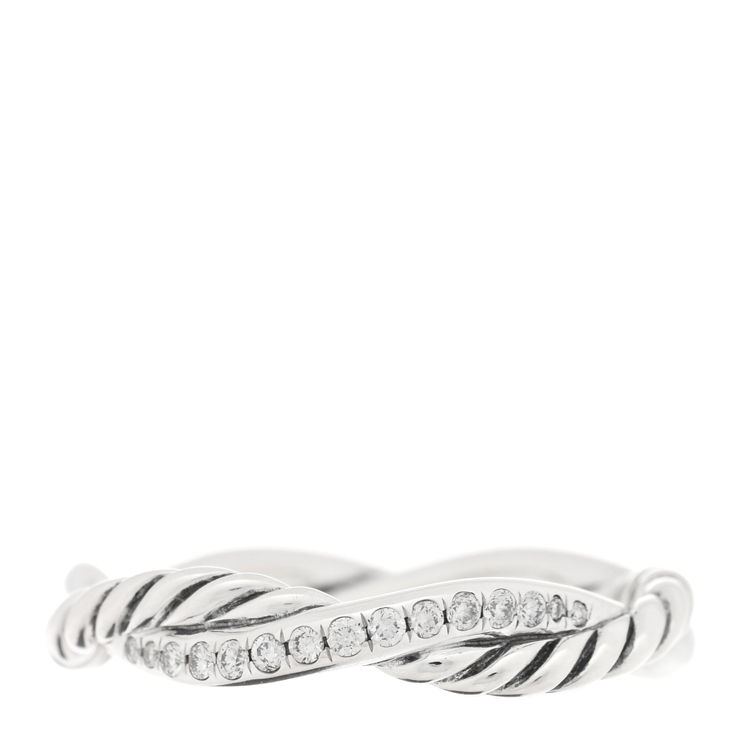 David Yurman Sterling Silver Diamond Petite Infinity Twist Ring 50 5.5 1 of 5