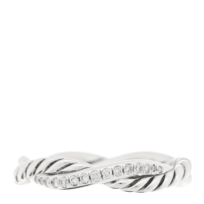 David Yurman Sterling Silver Diamond Petite Infinity Twist Ring 50 5.5 1 of 5