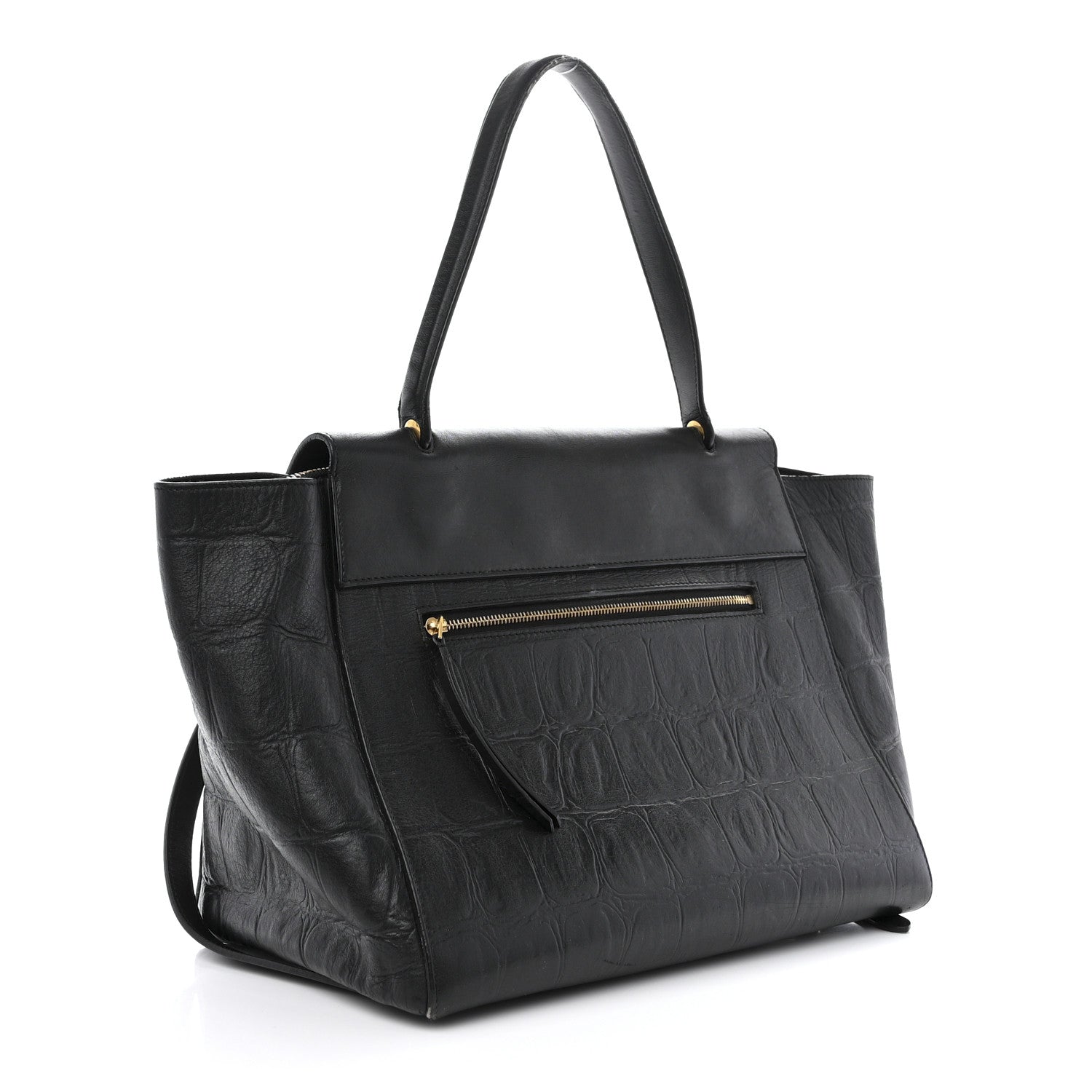 Celine Calfskin Crocodile Embossed Small Belt Bag Black 3 of 22
