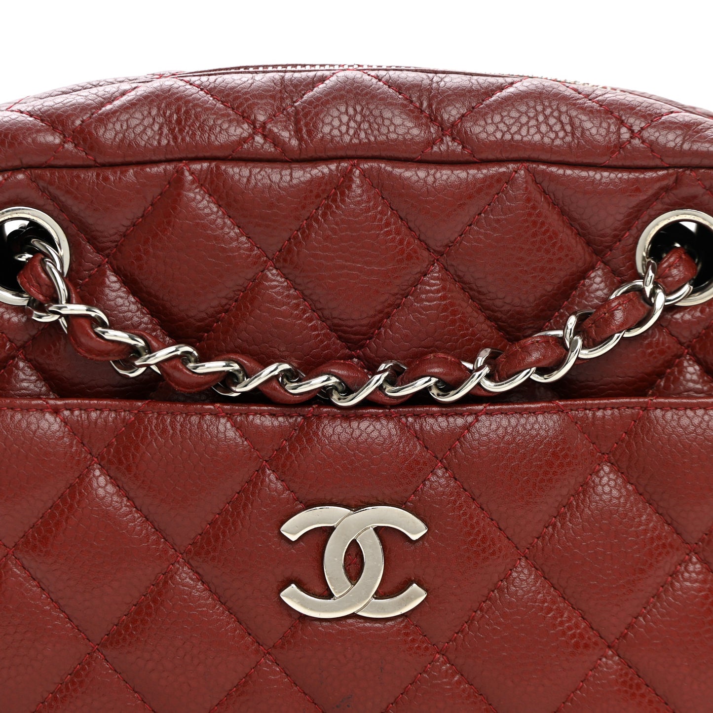 Caviar Quilted Camera Case Burgundy
