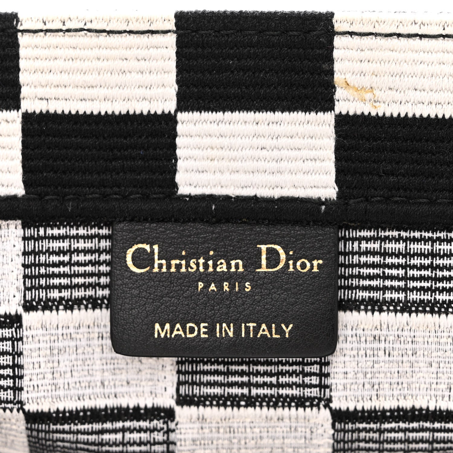 Christian Dior Canvas Embroidered Checkered Book Tote Black White 6 of 10