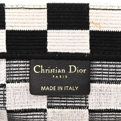 Christian Dior Canvas Embroidered Checkered Book Tote Black White 6 of 10