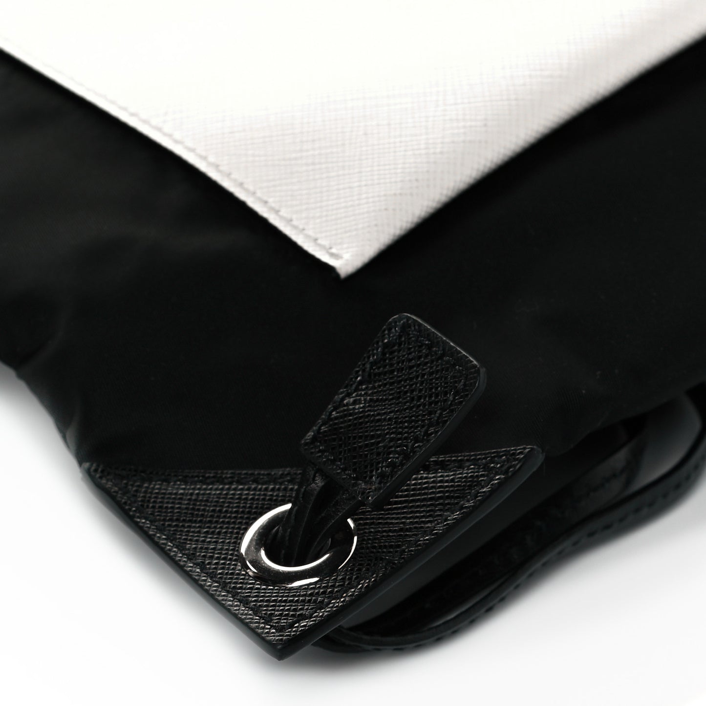 Tessuto Nylon Bird Pocket Motif Drawstring Backpack Black