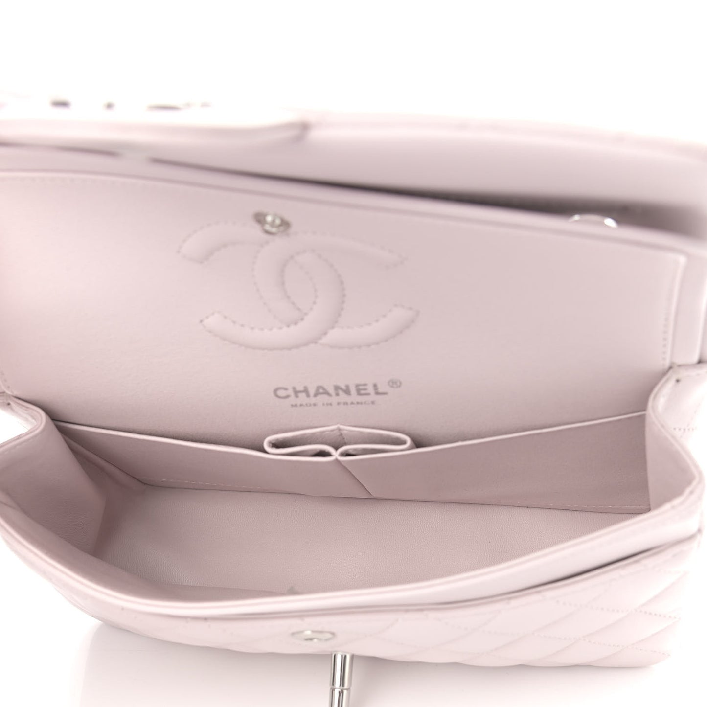 Lambskin Quilted Small Double Flap Light Purple