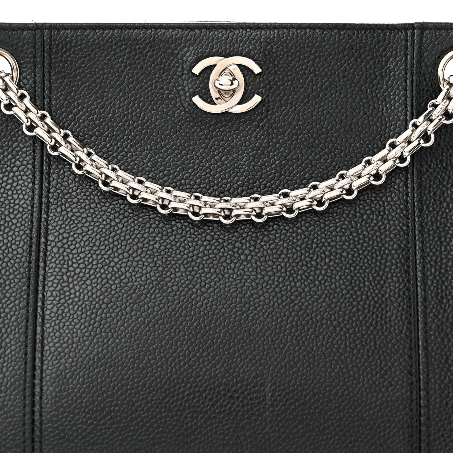 Grained Calfskin Bijoux Chain Shoulder Bag Black