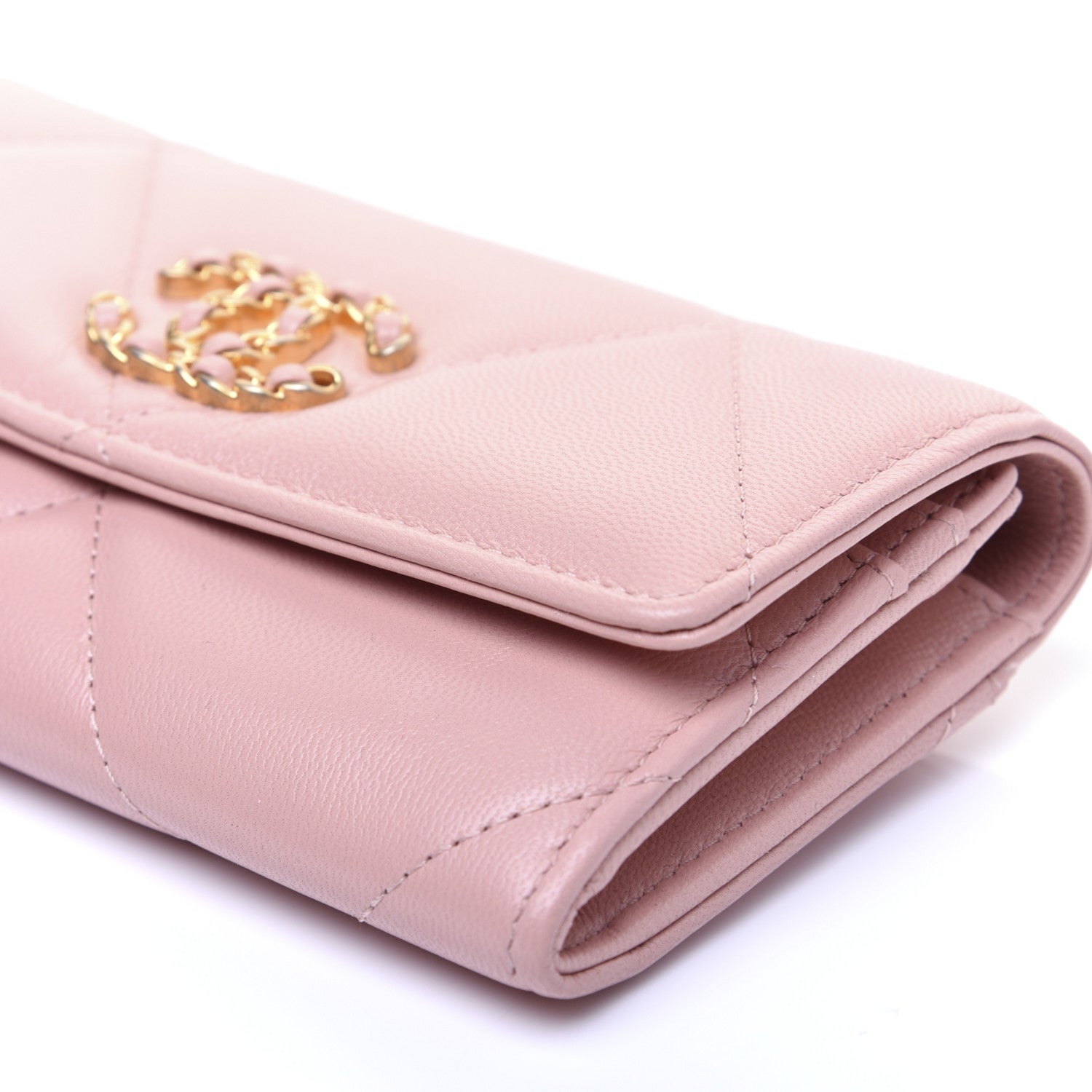 Chanel Goatskin Quilted 19 Flap Wallet Pink 7 of 12