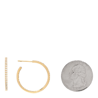 Roberto Coin 18K Yellow Gold Diamond .99ctw Micro Pave Hoop Earrings 2 of 4