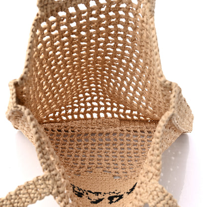 Prada Yarn Raffia Effect Crochet Logo Embroidered Tote Bag Naturale 5 of 8