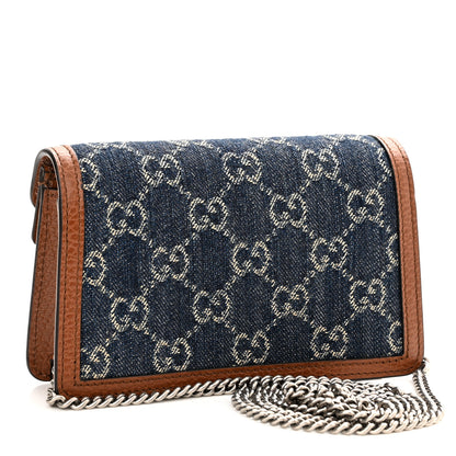 Gucci New Denim GG Monogram Dollar Calfskin Enamel Super Mini Dionysus Shoulder Bag Blue Tea Cuir Epilog Electric Blue 3 of 10