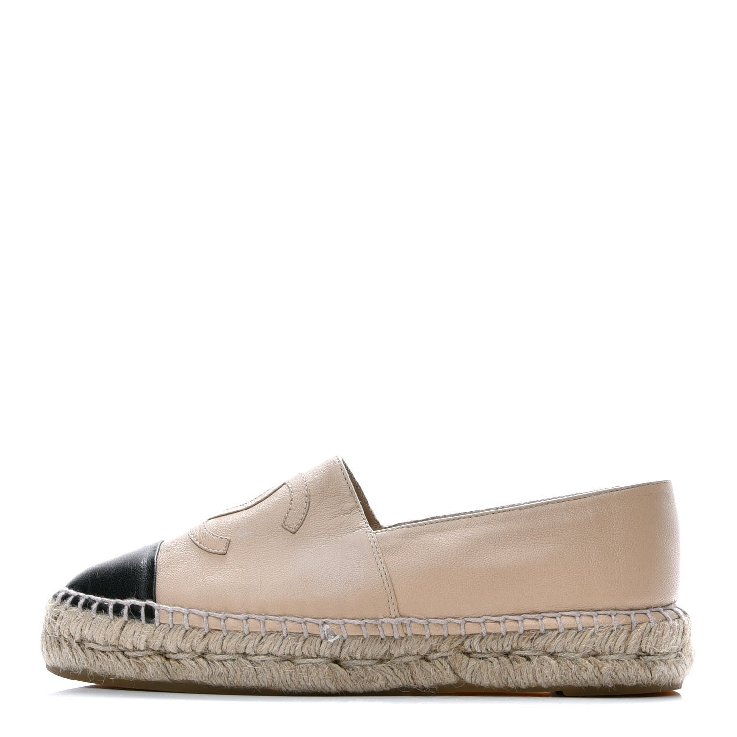 Chanel Lambskin CC Espadrilles 36 Beige Black 1 of 8