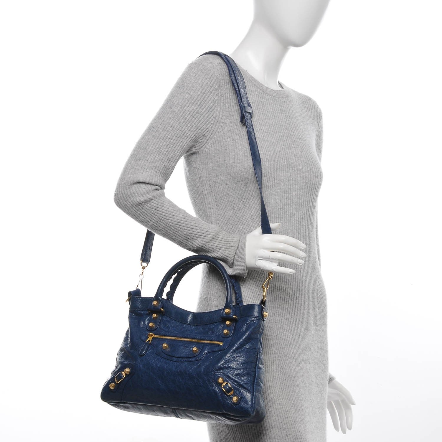 Balenciaga Agneau Giant 12 Gold Hardware Town Bleu Mineral 2 of 7