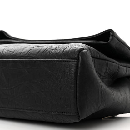 Saint Laurent Calfskin Crocodile Embossed Medium West Hollywood Monogram Fold-Over Black 11 of 11