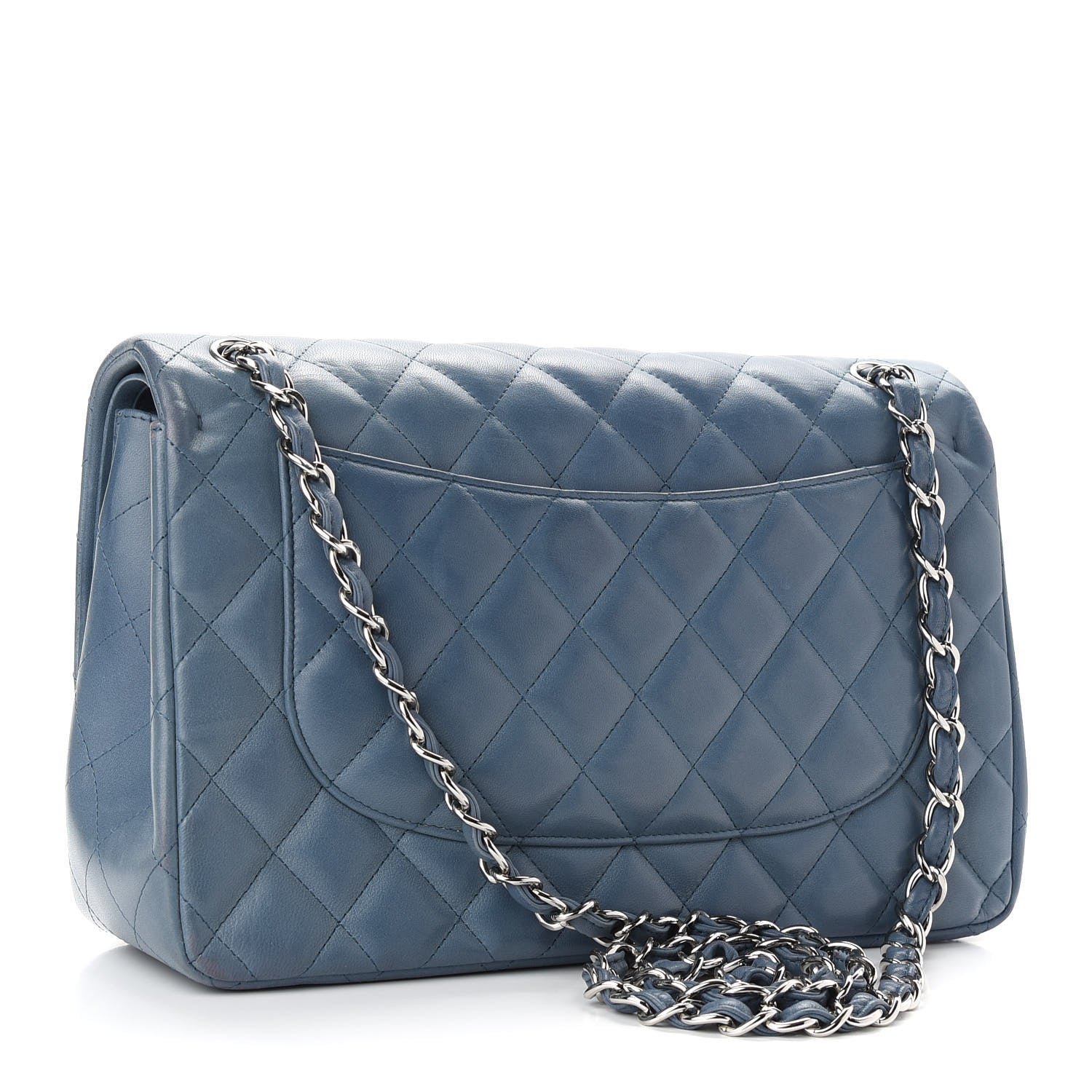 Chanel Lambskin Quilted Jumbo Double Flap Light Blue 3 of 9