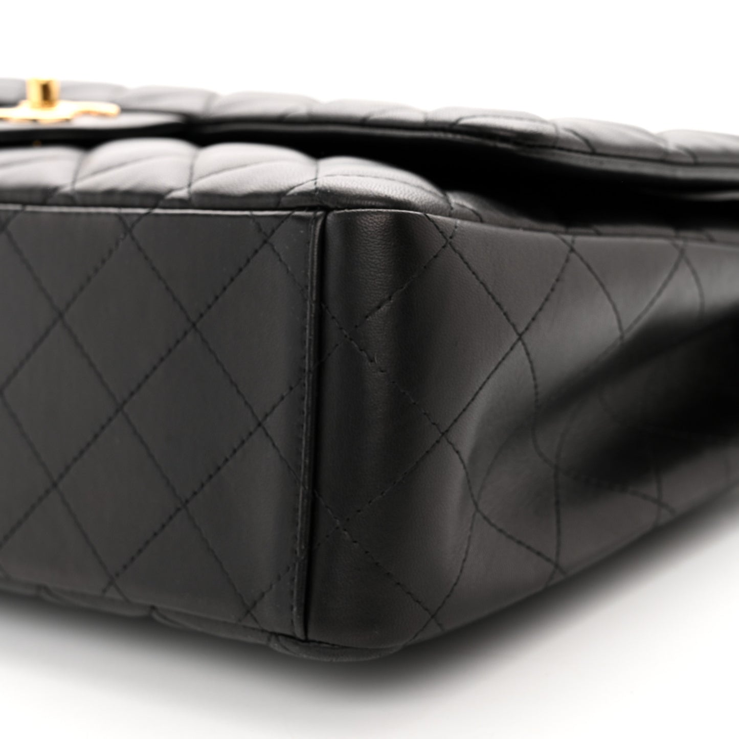 Lambskin Quilted Maxi Double Flap Black