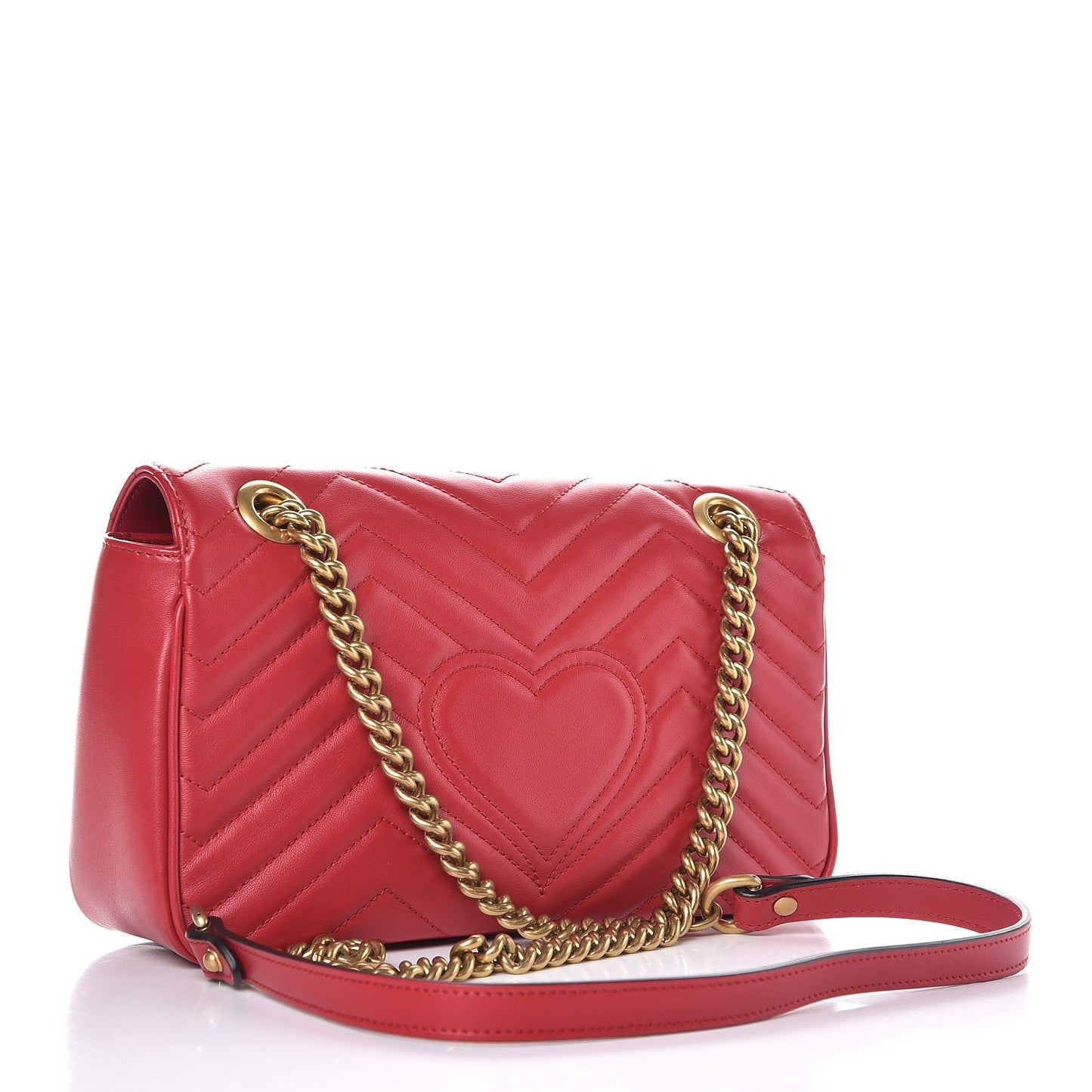 Calfskin Matelasse Small GG Marmont Shoulder Bag Hibiscus Red