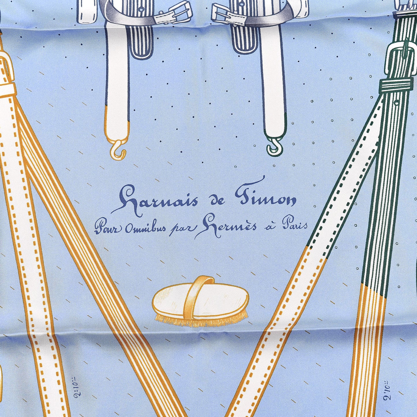 Silk Harnais De Timon Scarf 90 Bleu Ciel Blanc Beige
