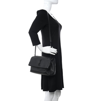 Saint Laurent Grain De Poudre Medium West Hollywood Monogram Fold-Over Black 2 of 12