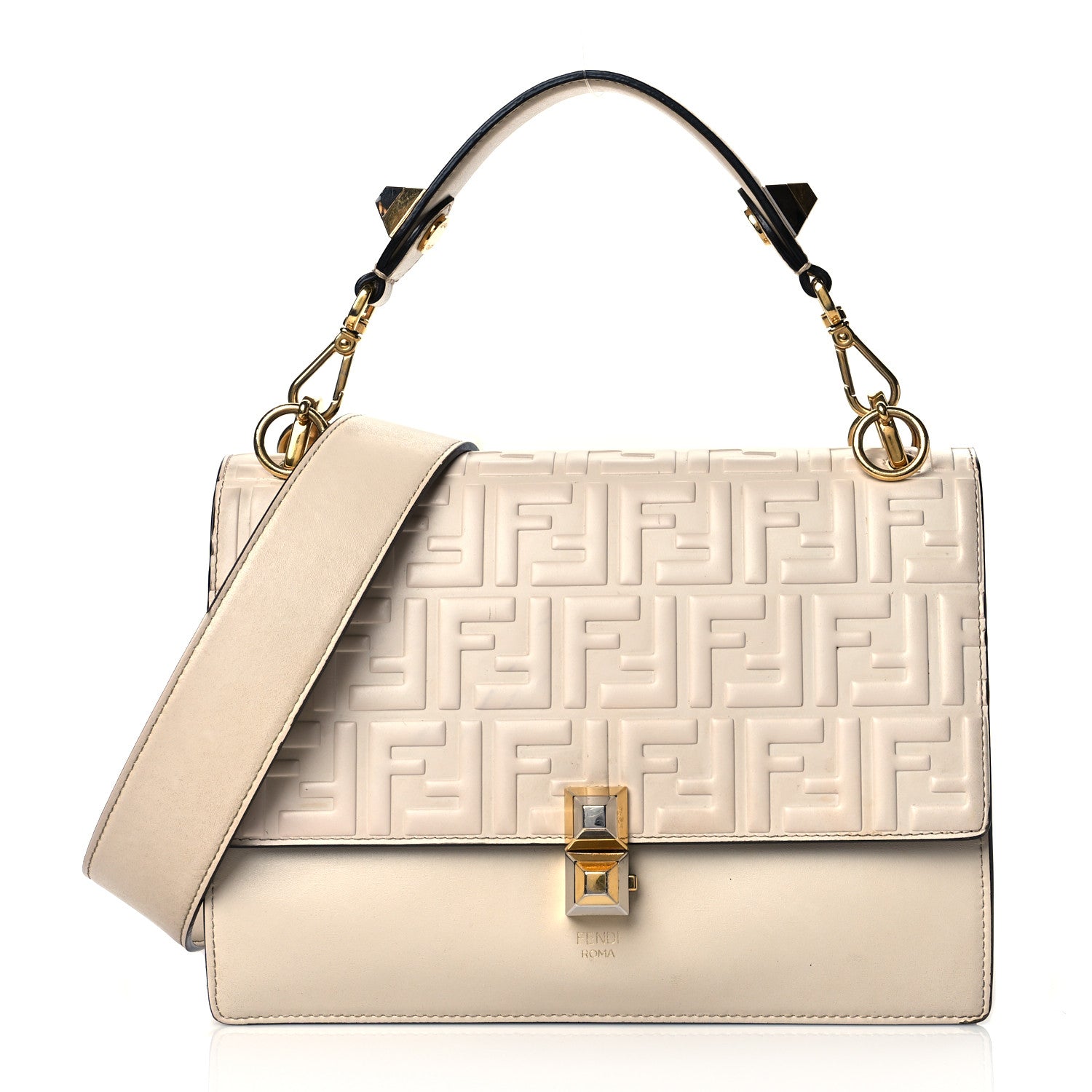 Fendi Vitello Liberty FF 1974 Embossed Kan I Shoulder Bag Camelia 1 of 20