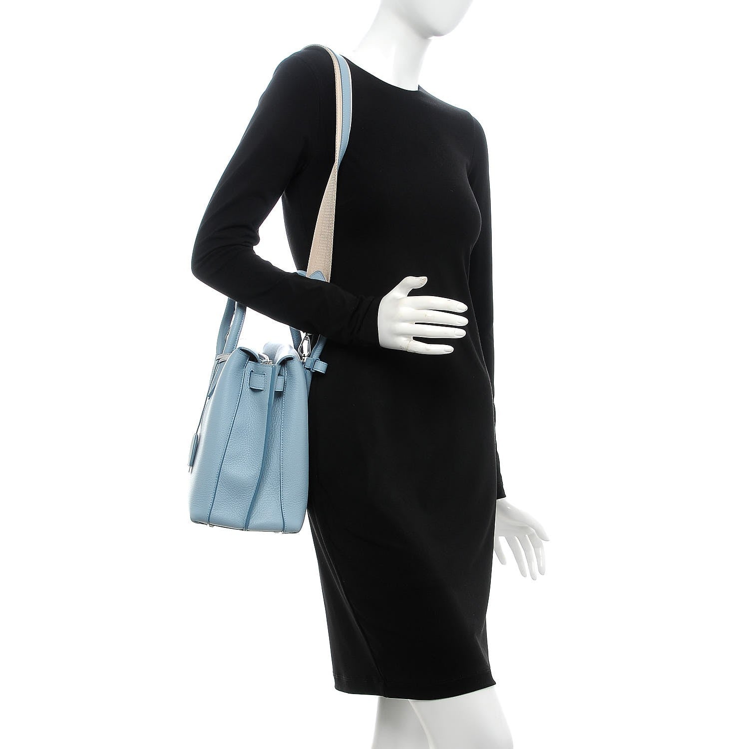 MCM Grained Calfskin Large Milla Tote Sky Blue 2 of 11