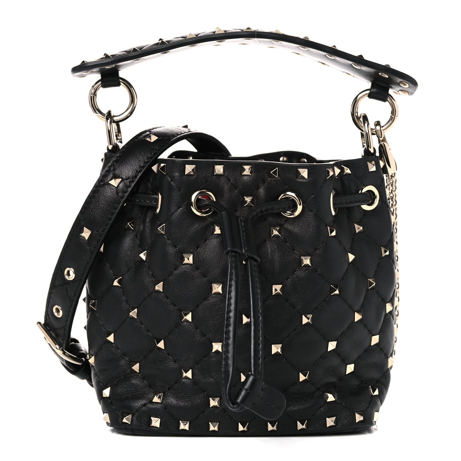Valentino Garavani Nappa Mini Rockstud Spike Bucket Bag Black 1 of 10
