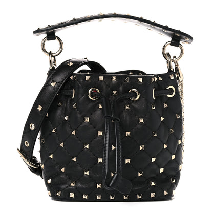 Valentino Garavani Nappa Mini Rockstud Spike Bucket Bag Black 1 of 10