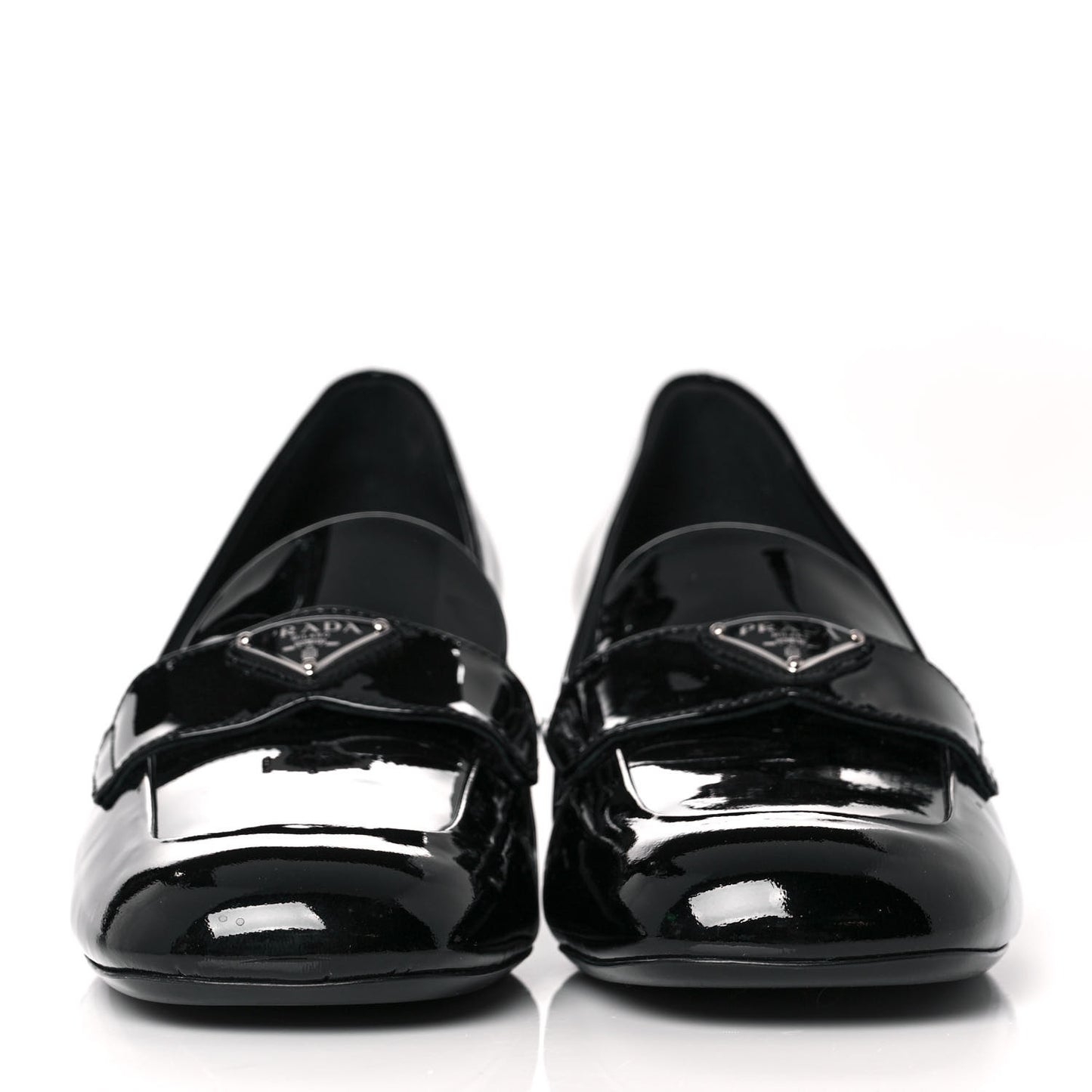 Vernice Metal Triangle Logo Loafers 37 Black