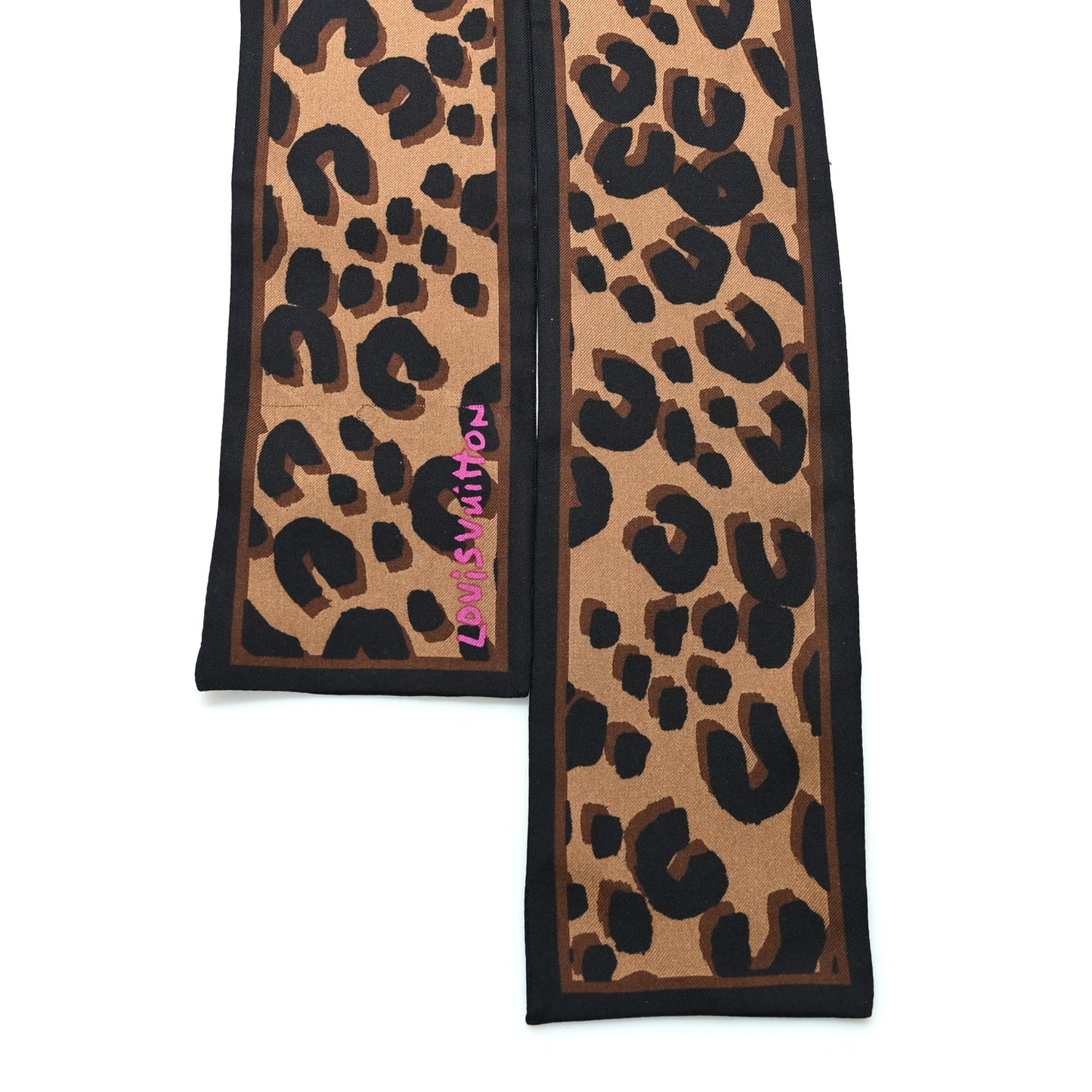 Silk Leopard Bandeau Scarf Marron